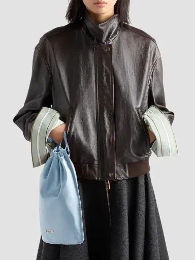 Prada Women's Nappa Leather Jacket - Brown | Thumbnail 3 Prada Women's Nappa Leather Jacket - Brown | Thumbnail 3