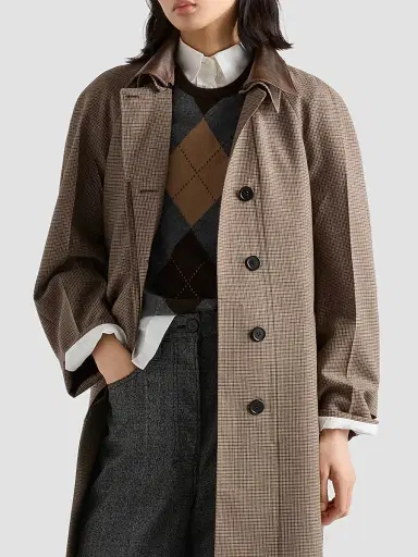Prada Women's Short-Sleeved Argyle Cashmere Sweater - Brown | Thumbnail 3 Prada Women's Short-Sleeved Argyle Cashmere Sweater - Brown | Thumbnail 3