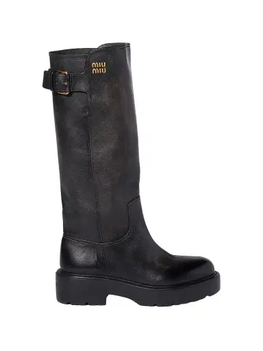 Miu Miu Women's Leather Boots - Black | Thumbnail 1 Miu Miu Women's Leather Boots - Black | Thumbnail 1