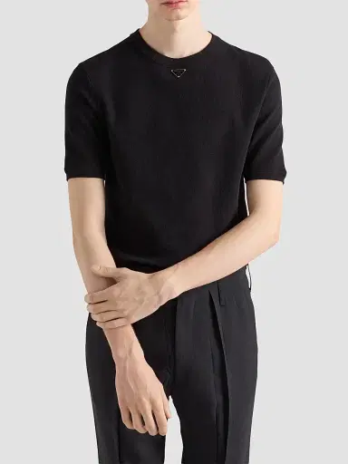 Prada Men's Cotton T-Shirt - Black | Thumbnail 3 Prada Men's Cotton T-Shirt - Black | Thumbnail 3
