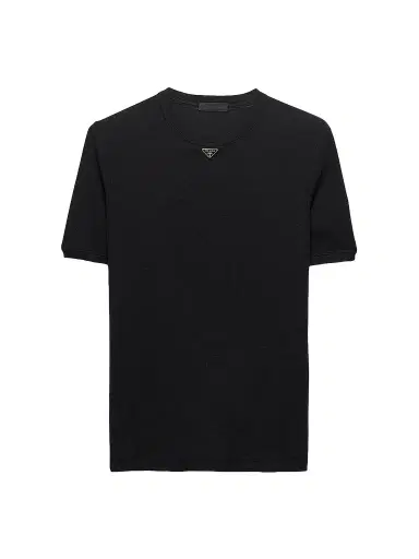 Prada Men's Cotton T-Shirt - Black | Thumbnail 1 Prada Men's Cotton T-Shirt - Black | Thumbnail 1