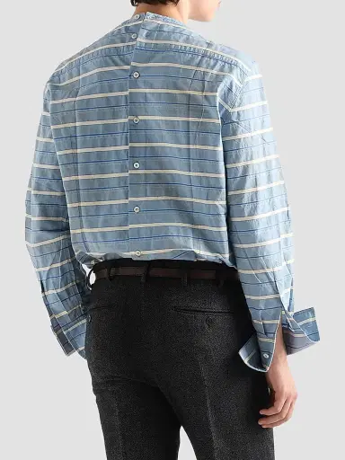 Prada Men's Cotton Shirt - Blue - Size 16.5 | Thumbnail 4 Prada Men's Cotton Shirt - Blue - Size 16.5 | Thumbnail 4