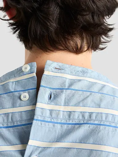 Prada Men's Cotton Shirt - Blue - Size 16.5 | Thumbnail 5 Prada Men's Cotton Shirt - Blue - Size 16.5 | Thumbnail 5