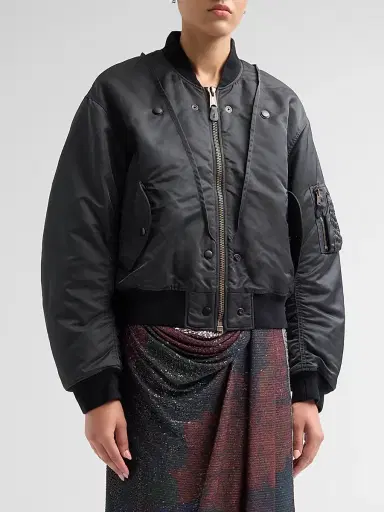 Maison Margiela Women's Reversible Nylon Twill Bomber Jacket - Dark Grey | Thumbnail 4 Maison Margiela Women's Reversible Nylon Twill Bomber Jacket - Dark Grey | Thumbnail 4
