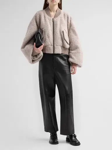 Rick Owens Women's Secchia Cropped Flight Bomber Jacket - Rose | Thumbnail 2 Rick Owens Women's Secchia Cropped Flight Bomber Jacket - Rose | Thumbnail 2