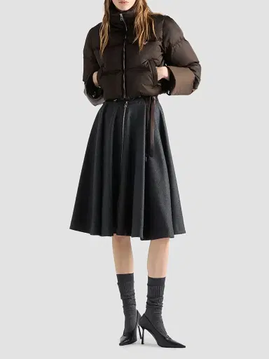 Prada Women's Cropped Nylon Down Jacket - Brown | Thumbnail 2 Prada Women's Cropped Nylon Down Jacket - Brown | Thumbnail 2