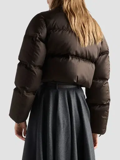 Prada Women's Cropped Nylon Down Jacket - Brown | Thumbnail 4 Prada Women's Cropped Nylon Down Jacket - Brown | Thumbnail 4
