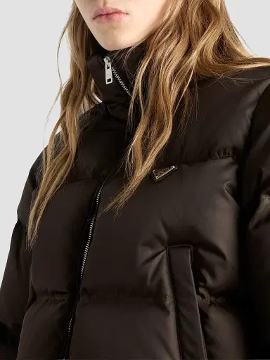 Prada Women's Cropped Nylon Down Jacket - Brown | Thumbnail 5 Prada Women's Cropped Nylon Down Jacket - Brown | Thumbnail 5