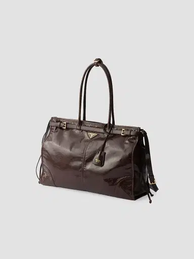 Prada Women's Bonnie Extra-Large Leather Top Handle Bag - Dark Brown | Thumbnail 2 Prada Women's Bonnie Extra-Large Leather Top Handle Bag - Dark Brown | Thumbnail 2