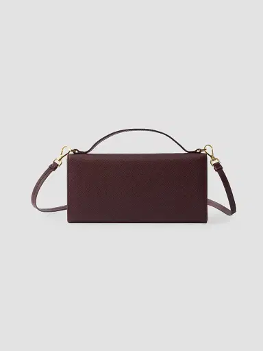 Prada Women's Saffiano Leather Wallet with Shoulder Strap - Dark Red | Thumbnail 3 Prada Women's Saffiano Leather Wallet with Shoulder Strap - Dark Red | Thumbnail 3