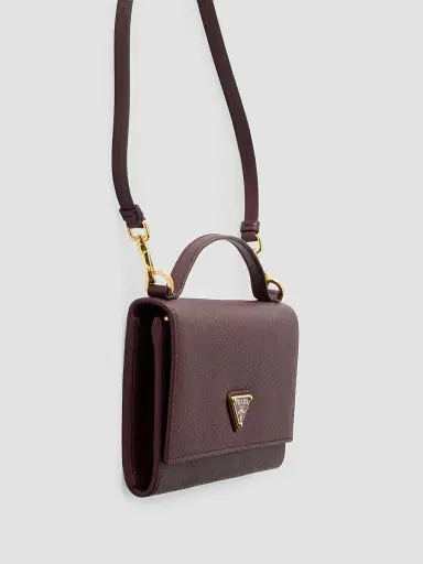 Prada Women's Saffiano Leather Wallet with Shoulder Strap - Dark Red | Thumbnail 4 Prada Women's Saffiano Leather Wallet with Shoulder Strap - Dark Red | Thumbnail 4