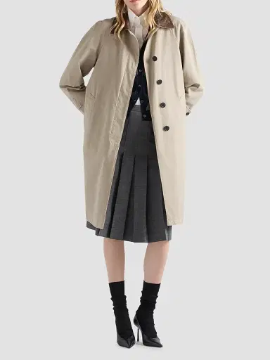 Prada Women's Single-Breasted Old Poplin Coat - Beige Khaki | Thumbnail 2 Prada Women's Single-Breasted Old Poplin Coat - Beige Khaki | Thumbnail 2