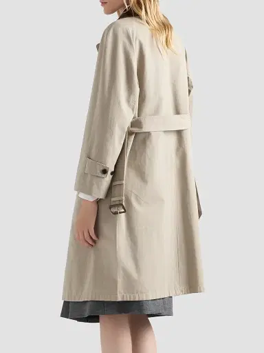 Prada Women's Single-Breasted Old Poplin Coat - Beige Khaki | Thumbnail 4 Prada Women's Single-Breasted Old Poplin Coat - Beige Khaki | Thumbnail 4
