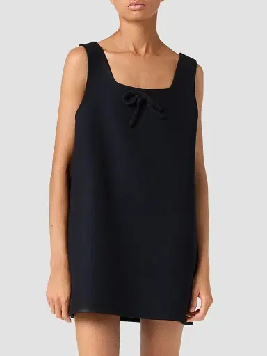 Miu Miu Women's Waxed Double Wool Dress - Blue | Thumbnail 2 Miu Miu Women's Waxed Double Wool Dress - Blue | Thumbnail 2