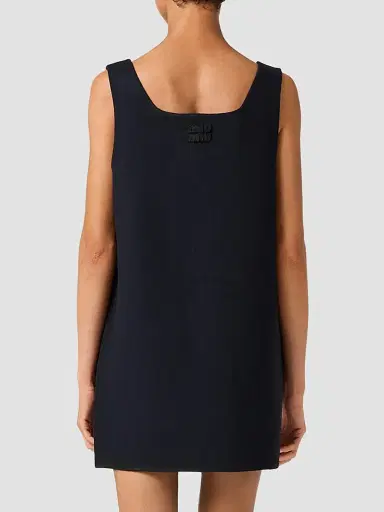 Miu Miu Women's Waxed Double Wool Dress - Blue | Thumbnail 3 Miu Miu Women's Waxed Double Wool Dress - Blue | Thumbnail 3