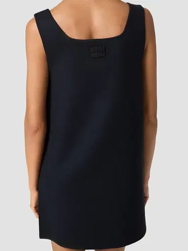Miu Miu Women's Waxed Double Wool Dress - Blue | Thumbnail 4 Miu Miu Women's Waxed Double Wool Dress - Blue | Thumbnail 4