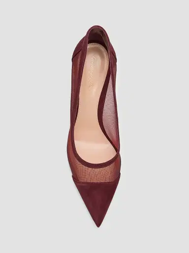 Gianvito Rossi Women's 95MM Mesh & Suede Pumps - Dark Red | Thumbnail 6 Gianvito Rossi Women's 95MM Mesh & Suede Pumps - Dark Red | Thumbnail 6