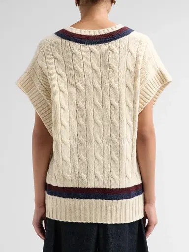 Zimmermann Women's Valiant Cable Knit Wool Vest - Natural | Thumbnail 3 Zimmermann Women's Valiant Cable Knit Wool Vest - Natural | Thumbnail 3