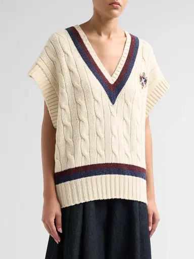 Zimmermann Women's Valiant Cable Knit Wool Vest - Natural | Thumbnail 4 Zimmermann Women's Valiant Cable Knit Wool Vest - Natural | Thumbnail 4