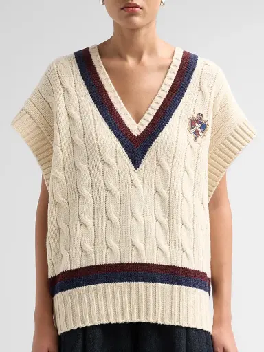 Zimmermann Women's Valiant Cable Knit Wool Vest - Natural | Thumbnail 5 Zimmermann Women's Valiant Cable Knit Wool Vest - Natural | Thumbnail 5