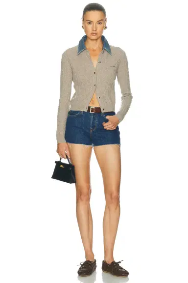 Miu Miu Wool Cashmere Chambray Cardigan | Thumbnail 3 Miu Miu Wool Cashmere Chambray Cardigan | Thumbnail 3