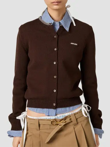 Miu Miu Cotton Cardigan | Thumbnail 3 Miu Miu Cotton Cardigan | Thumbnail 3