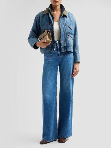 Veronica Beard Women's Wegner Layered Corduroy-Collar Denim Jacket - Memory Lane | Thumbnail 2 Veronica Beard Women's Wegner Layered Corduroy-Collar Denim Jacket - Memory Lane | Thumbnail 2