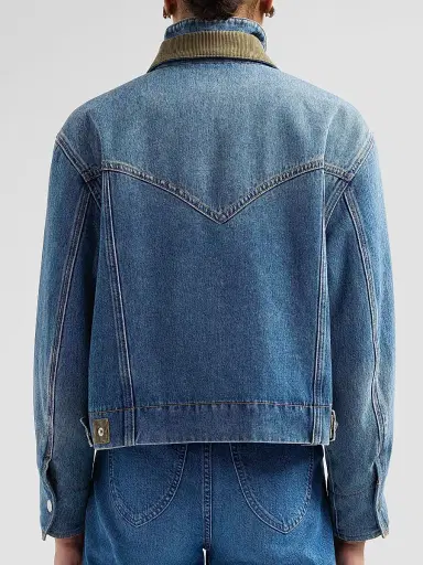 Veronica Beard Women's Wegner Layered Corduroy-Collar Denim Jacket - Memory Lane | Thumbnail 3 Veronica Beard Women's Wegner Layered Corduroy-Collar Denim Jacket - Memory Lane | Thumbnail 3