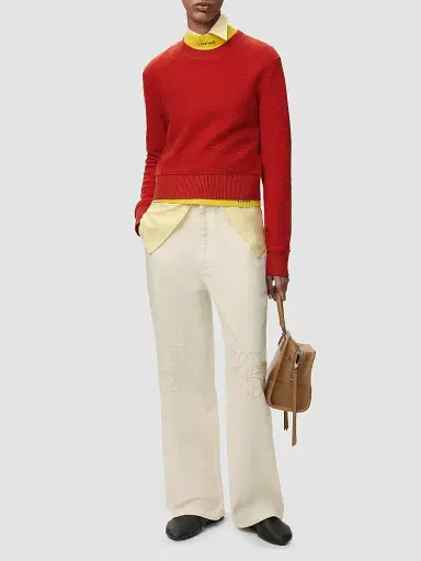 LOEWE Women's Stitch Logo Wool Sweater - Red | Thumbnail 2 LOEWE Women's Stitch Logo Wool Sweater - Red | Thumbnail 2