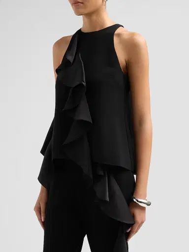 Cinq à Sept Women's Vivia Ruffled Top - Black | Thumbnail 4 Cinq à Sept Women's Vivia Ruffled Top - Black | Thumbnail 4