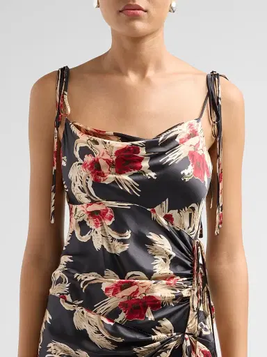 Cinq à Sept Women's Ambroisine Wilted Poppy Silk Handkerchief Maxi Dress - Obsidian Multi | Thumbnail 5 Cinq à Sept Women's Ambroisine Wilted Poppy Silk Handkerchief Maxi Dress - Obsidian Multi | Thumbnail 5