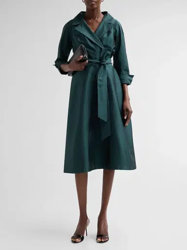 Teri Jon by Rickie Freeman Women's Taffeta Shirtwaist Gown - Forest | Thumbnail 2 Teri Jon by Rickie Freeman Women's Taffeta Shirtwaist Gown - Forest | Thumbnail 2