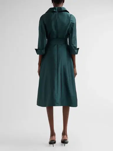 Teri Jon by Rickie Freeman Women's Taffeta Shirtwaist Gown - Forest | Thumbnail 3 Teri Jon by Rickie Freeman Women's Taffeta Shirtwaist Gown - Forest | Thumbnail 3