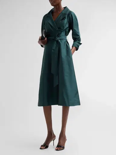 Teri Jon by Rickie Freeman Women's Taffeta Shirtwaist Gown - Forest | Thumbnail 4 Teri Jon by Rickie Freeman Women's Taffeta Shirtwaist Gown - Forest | Thumbnail 4