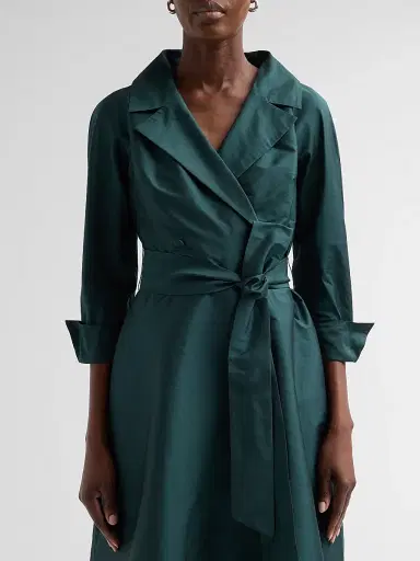 Teri Jon by Rickie Freeman Women's Taffeta Shirtwaist Gown - Forest | Thumbnail 5 Teri Jon by Rickie Freeman Women's Taffeta Shirtwaist Gown - Forest | Thumbnail 5