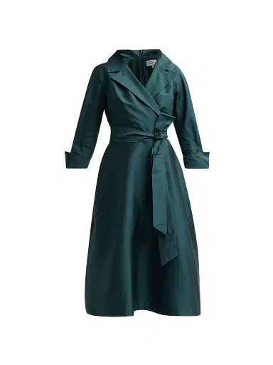 Teri Jon by Rickie Freeman Women's Taffeta Shirtwaist Gown - Forest | Thumbnail 1 Teri Jon by Rickie Freeman Women's Taffeta Shirtwaist Gown - Forest | Thumbnail 1