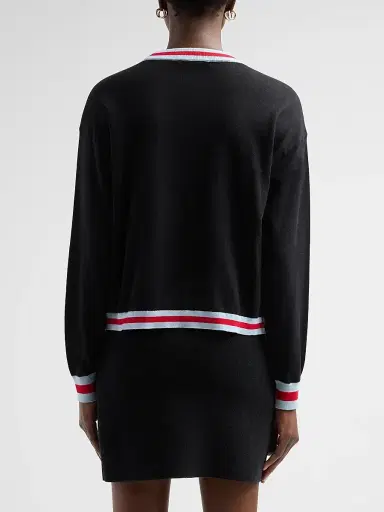 Alice + Olivia Women's Gleeson Embroidered Stretch-Cotton Crewneck Sweater | Thumbnail 3 Alice + Olivia Women's Gleeson Embroidered Stretch-Cotton Crewneck Sweater | Thumbnail 3