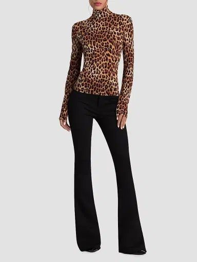 ALICE + OLIVIA Women's Delaina Leopard-Print Turtleneck Top - Spotted Leopard | Thumbnail 2 ALICE + OLIVIA Women's Delaina Leopard-Print Turtleneck Top - Spotted Leopard | Thumbnail 2