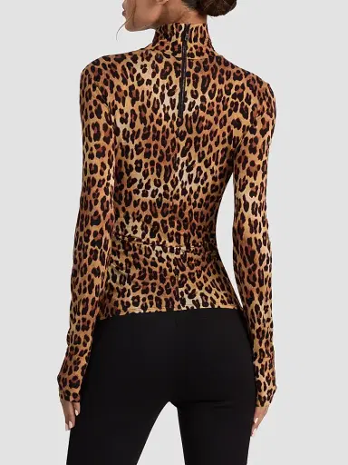 ALICE + OLIVIA Women's Delaina Leopard-Print Turtleneck Top - Spotted Leopard | Thumbnail 3 ALICE + OLIVIA Women's Delaina Leopard-Print Turtleneck Top - Spotted Leopard | Thumbnail 3