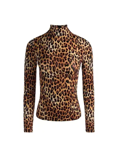 ALICE + OLIVIA Women's Delaina Leopard-Print Turtleneck Top - Spotted Leopard | Thumbnail 1 ALICE + OLIVIA Women's Delaina Leopard-Print Turtleneck Top - Spotted Leopard | Thumbnail 1