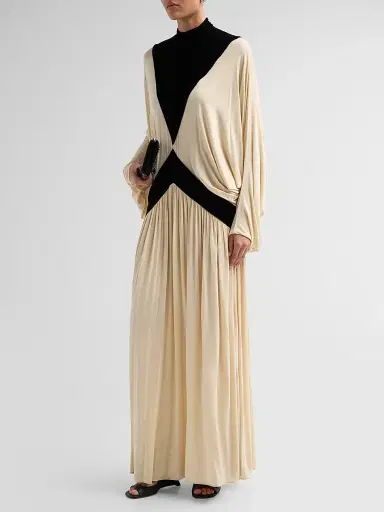 Zimmermann Women's Valiant Deco Batwing Dress - Black Cream | Thumbnail 4 Zimmermann Women's Valiant Deco Batwing Dress - Black Cream | Thumbnail 4