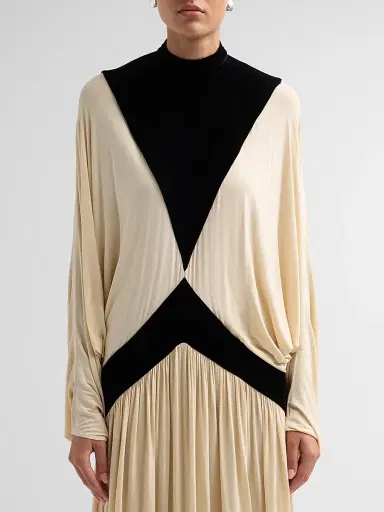Zimmermann Women's Valiant Deco Batwing Dress - Black Cream | Thumbnail 5 Zimmermann Women's Valiant Deco Batwing Dress - Black Cream | Thumbnail 5