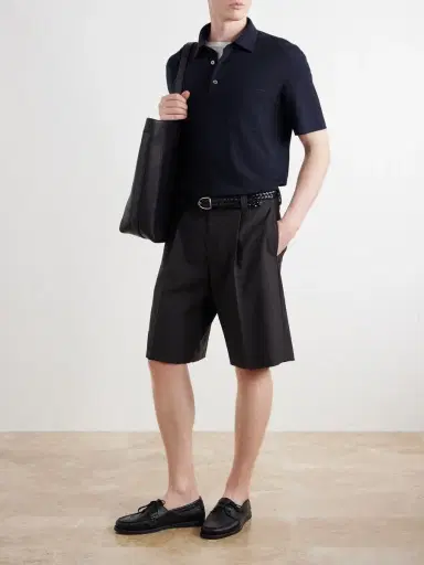Zegna Leather-Trimmed Cotton-Piqué Polo Shirt - Men | Thumbnail 2 Zegna Leather-Trimmed Cotton-Piqué Polo Shirt - Men | Thumbnail 2