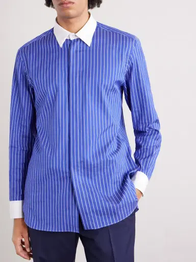 Tom Ford Classic-Collar Pinstriped Silk Shirt - Men | Thumbnail 2 Tom Ford Classic-Collar Pinstriped Silk Shirt - Men | Thumbnail 2