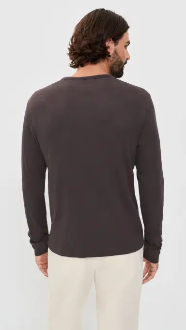 Vince Cotton Rib Henley Shirt Arabica | Thumbnail 3 Vince Cotton Rib Henley Shirt Arabica | Thumbnail 3