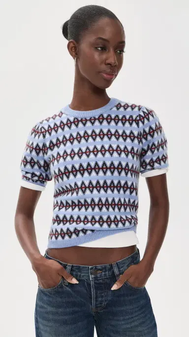Frame The Cashmere Crew Short Sleeve Sweater | Thumbnail 2 Frame The Cashmere Crew Short Sleeve Sweater | Thumbnail 2