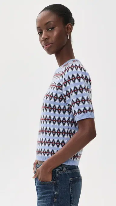 Frame The Cashmere Crew Short Sleeve Sweater | Thumbnail 4 Frame The Cashmere Crew Short Sleeve Sweater | Thumbnail 4