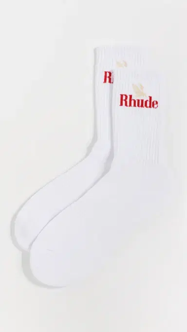 Rhude Rossa Logo Socks White/Red/Tan One Size | Thumbnail 2 Rhude Rossa Logo Socks White/Red/Tan One Size | Thumbnail 2