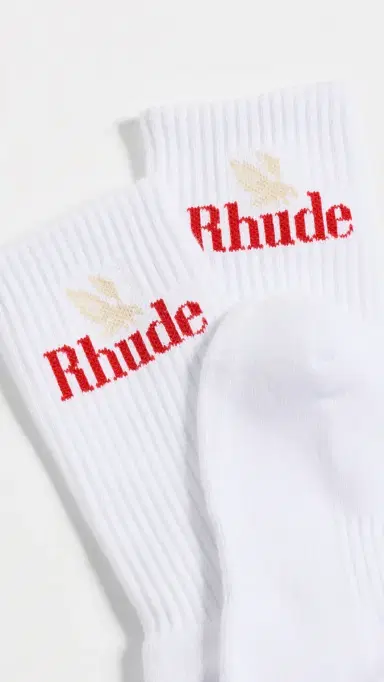 Rhude Rossa Logo Socks White/Red/Tan One Size | Thumbnail 3 Rhude Rossa Logo Socks White/Red/Tan One Size | Thumbnail 3