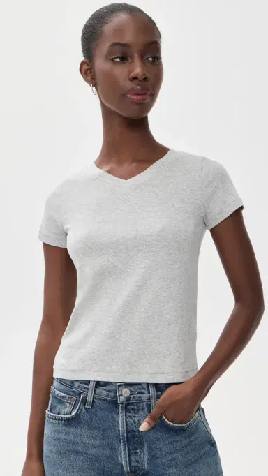 DL1961 hrunken V-Neck Tee Heather Grey | Thumbnail 2 DL1961 hrunken V-Neck Tee Heather Grey | Thumbnail 2